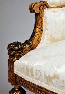 19th C. Louis XVI Giltwood Canape a Confidente or Sofa