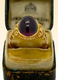 An English Victorian 15 k Gold, Plum Garnet Ring 1864